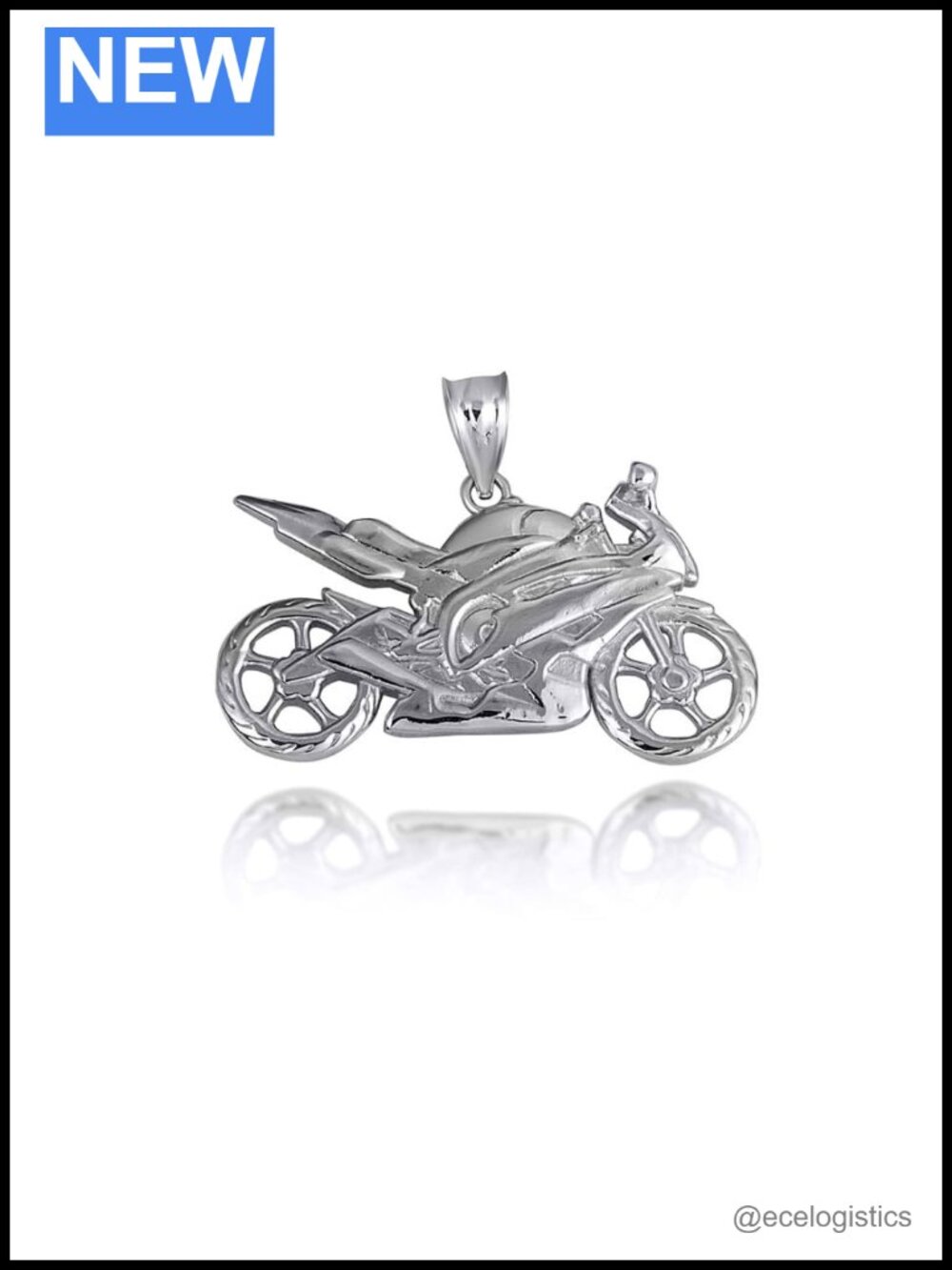 Sterling Silver Motorcycle Biker Freedom Ride Pendant Necklace